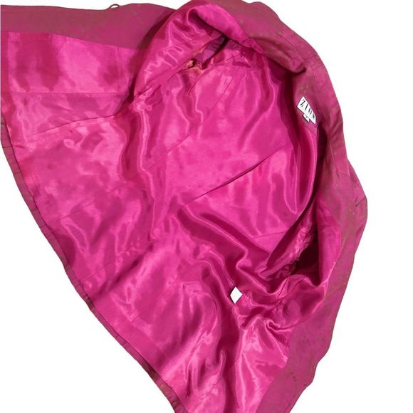Vintage 1990’s Zion barbie pink print fitted lined blazer floral metal button 2 - Picture 9 of 14